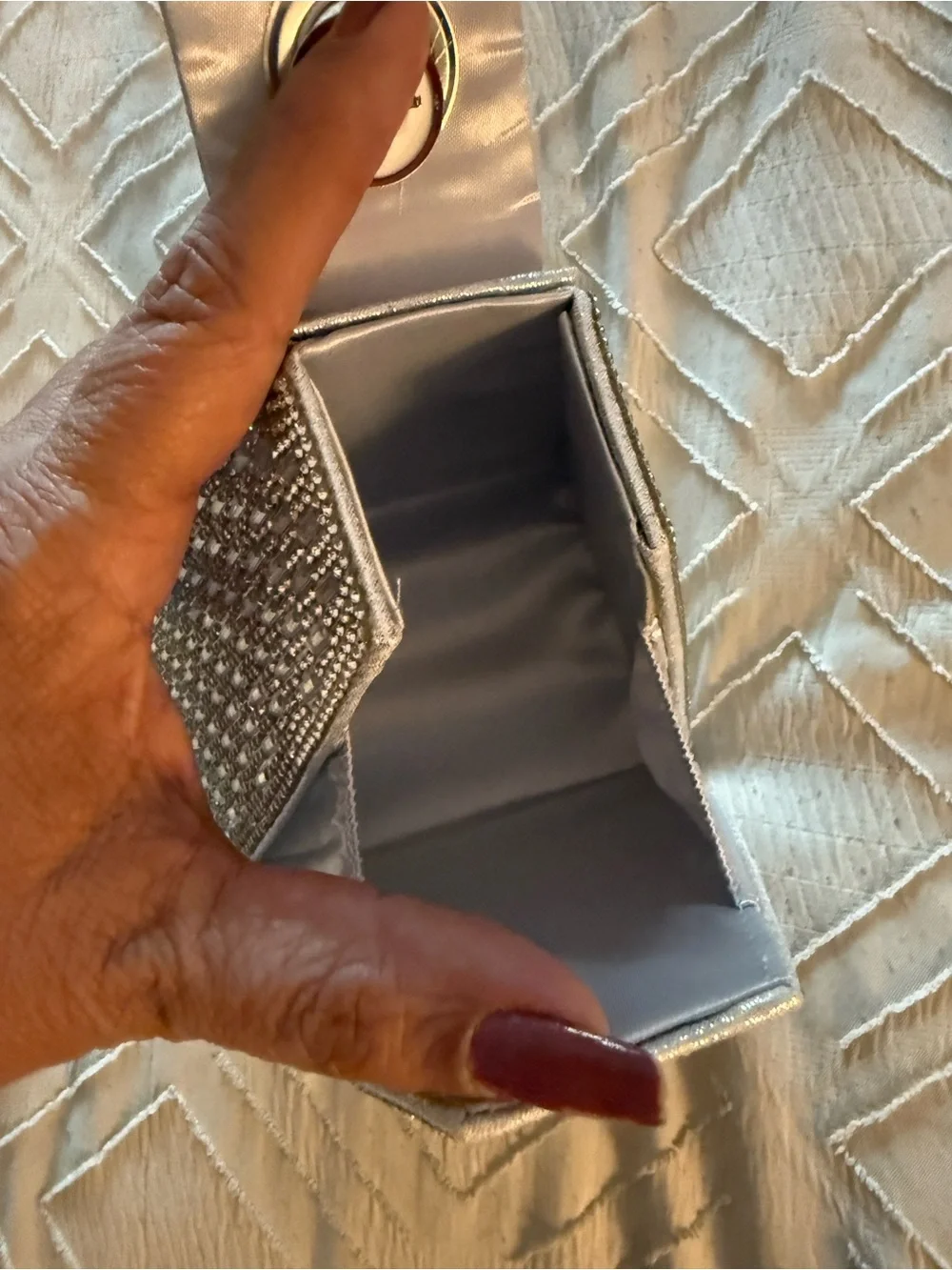Silver Crystal Pyramid Evening Bag